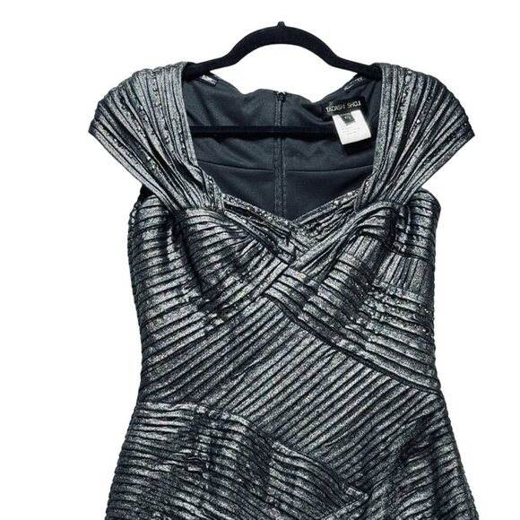 TADASHI SHOJI Women's Dress Silver Cap Sleeve Polyester Stretch Size XS - Picture 7 of 10